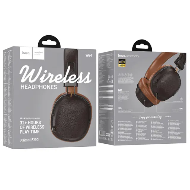 Wireless Ακουστικά Stereo Hoco W64 Earl II TWS v5.4 300mAh 32 Ώρες Ομιλίας AUX USB-C Καφέ 2