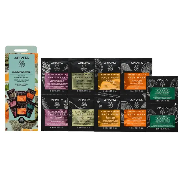 Apivita Hydrating Menu Σετ Περιποίησης για Καθαρισμό Προσώπου & Ενυδάτωση με Μάσκα Ματιών & Μάσκα Προσώπου 5τμχ