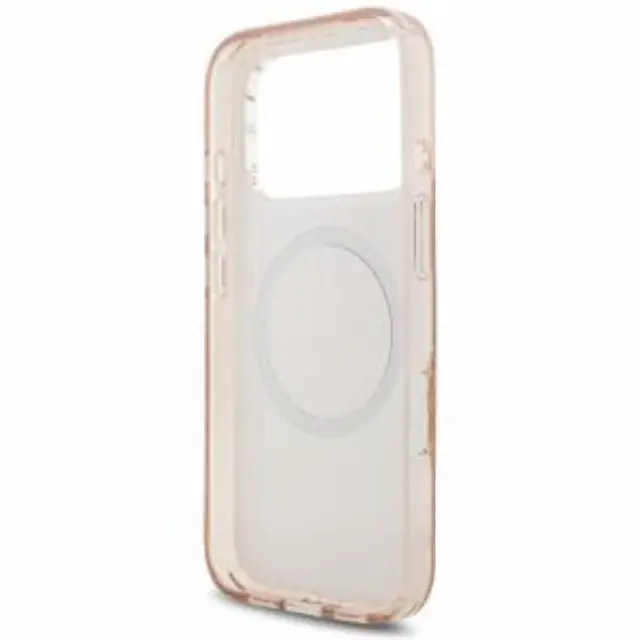 Θήκη PU/ Silicon Guess Apple iPhone 18 Pro/ 17 Pro Magsafe IML Flowers με Pearl Strap Ροζ N71755 2