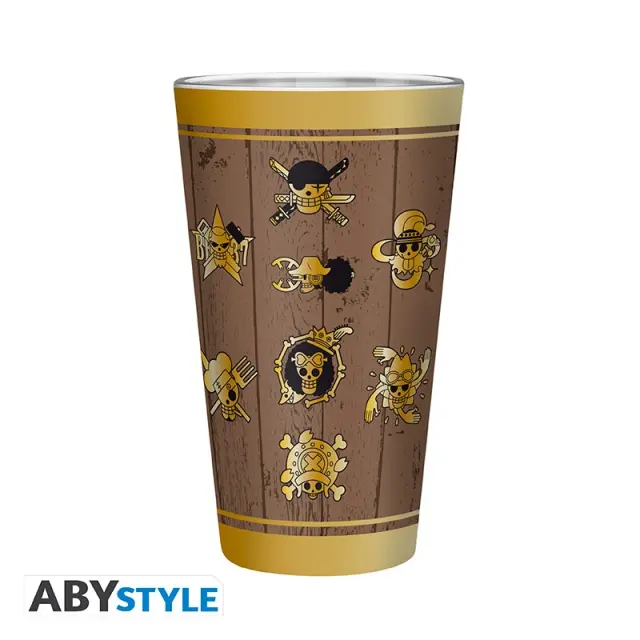 Ποτήρι γυάλινο ONE PIECE - Large Glass - 400ml - Skulls - Matte ABYVER165 2