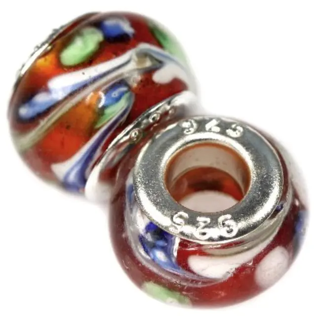Χάντρα Modular Colorful Streaks on Brown 9x14mm - 5τεμ