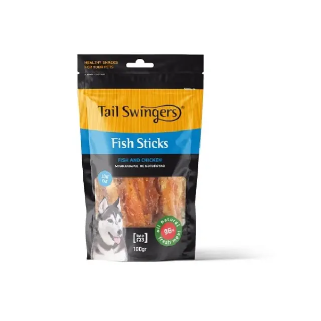 TAILSWINGERS STICKS FISH WITH CHICKEN SMALL BITES 100GR