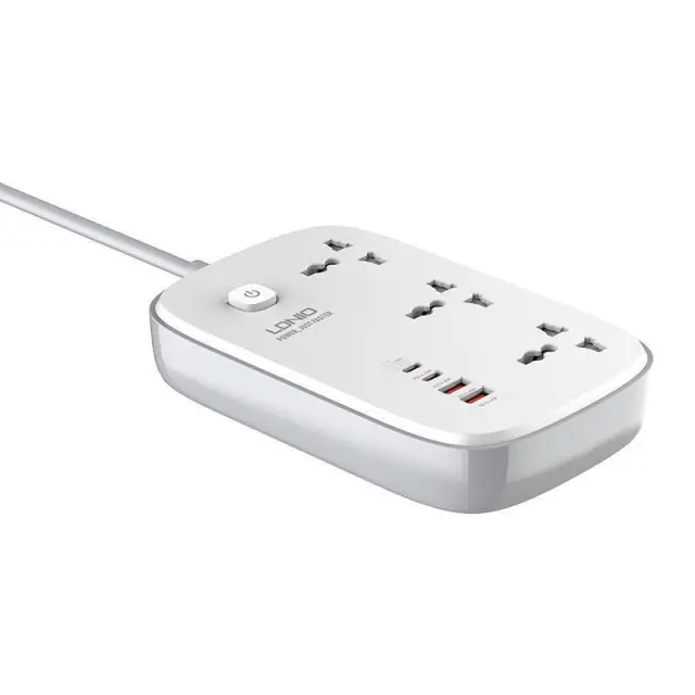 Ldnio Πολύπριζο 3 Θέσεων με 4 θέσεις USB και Καλώδιο 2m Λευκό SC3416 2