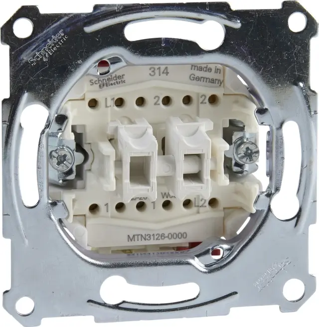 Double two-way switch insert 1 pole, flush-mntd, 10 AX, AC 250 V, screwl. term.