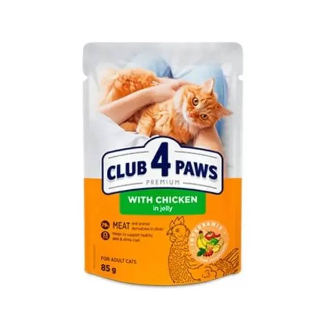 Club 4 Paws Cat Adult Φακελάκι Με Κοτόπουλο Σε Ζελέ 85gr Μονόχρωμο