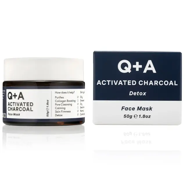 Q+A Activated Charcoal Face Mask Μάσκα προσώπου με ενεργό άνθρακα και άργιλο για βαθύ καθαρισμό 50g