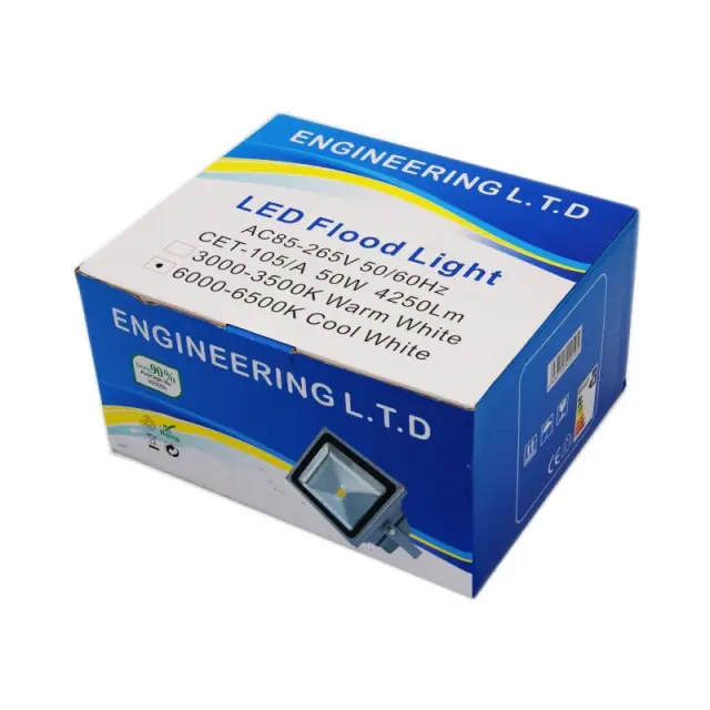 LED ΠΡΟΒΟΛΕΑΣ 50W ΨΥΧΡΟ ΦΩΣ ΑΣΠΡΟ CET-105/A 2
