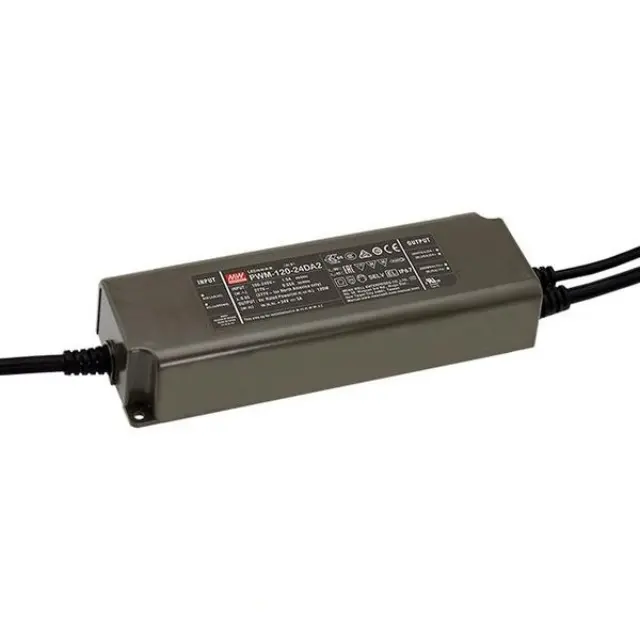 LED Driver AC-DC Single output Constant Voltage (CV), PWM output for LED strips, Output 24V DC at 5A, Dimming with DALI 2.0, IP67 120W