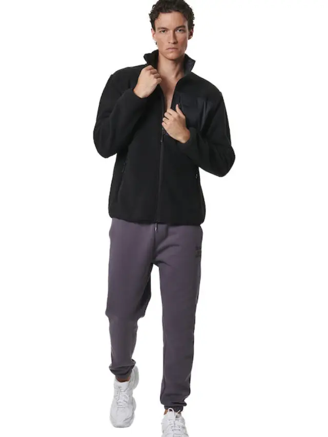 Body ActionΦούτερ Fleece με Κουκούλα Μαύρο - XL 3