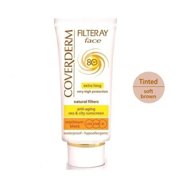 Coverderm Filteray SPF80 Αντηλιακή Κρέμα Προσώπου με Χρώμα 50ml - Soft Brown