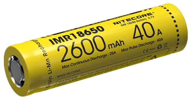 ΜΠΑΤΑΡΙΑ NITECORE 18650 / 2600mah / IMR 40A FlatTop (Ζεύγος)