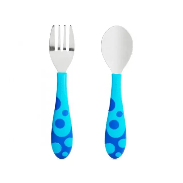 Munchkin Toddler Fork & Spoon Set Βρεφικό Σετ Πιρούνι-Κουτάλι (12m+) 2τμχ - Ροζ (11404) 3