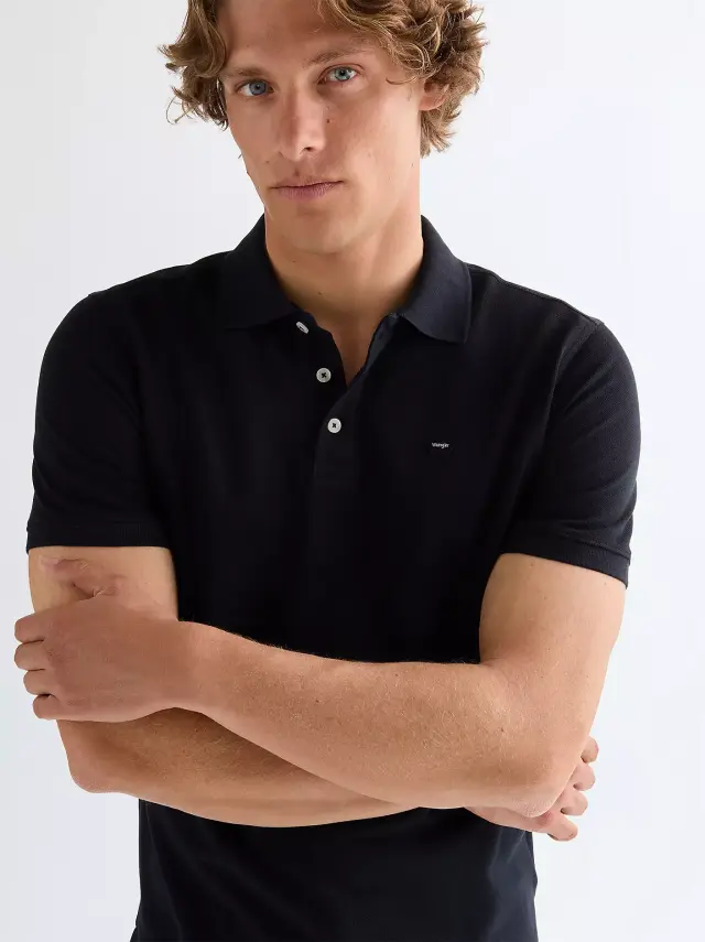 Wrangler Ανδρικό Pique Polo Shirt 112378426 – Black - 3XL 3