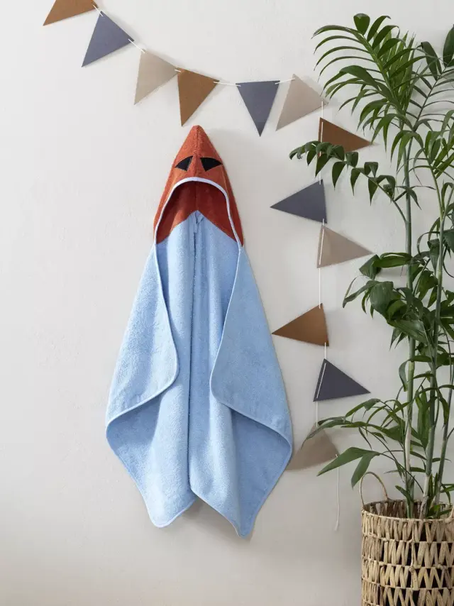 Nima Kids Παιδική κάπα 70x120 με κουκουλα - Superhero Μπλε, Πορτοκαλί