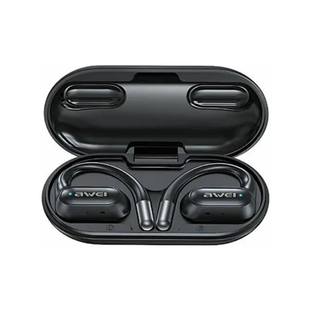 Awei T93 Open Ear Bluetooth Handsfree Ακουστικά με Αντοχή στον Ιδρώτα και Θήκη Φόρτισης Μαύρα