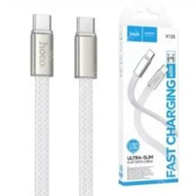 Καλώδιο φόρτισης Flat Cable USB C to USB C Hoco 3A 60W 1 m X125 white