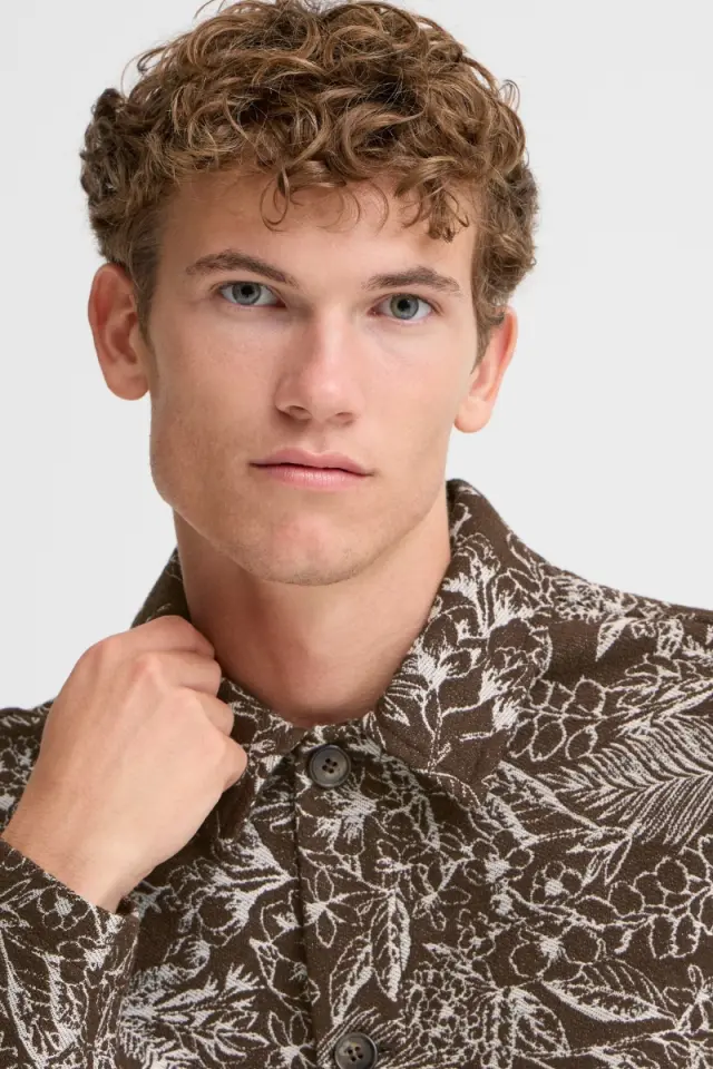 Casual Friday Ανδρικό Jacquard Floral Μπουφάν 20506074 - Demitasse - L 3