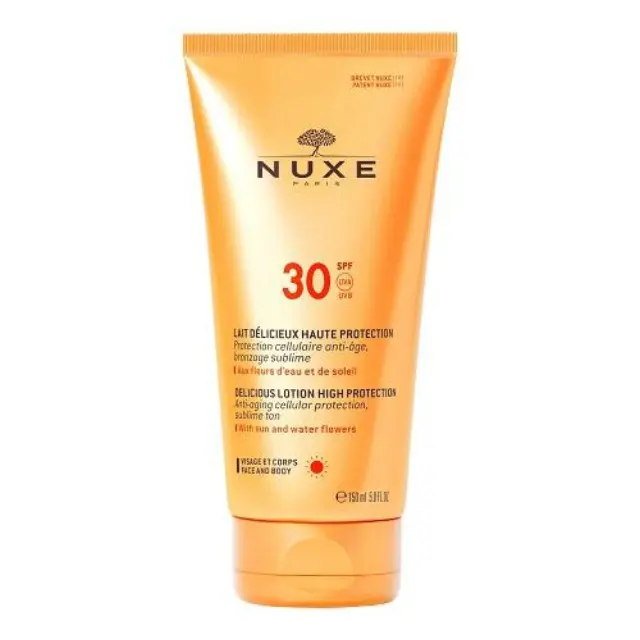 NUXE Sun Lait Delicieux Visage et Corps Haute Protection SPF30 Αντηλιακό Γαλάκτωμα Υψηλής Προστασίας για Πρόσωπο & Σώμα, 150ml