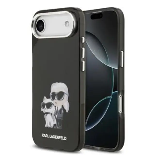Karl Lagerfeld IML Aquarelle Karl and Choupette Case for iPhone Air Black