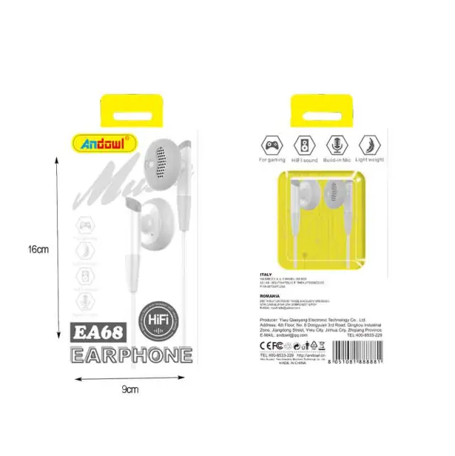 Andowl Ενσύρματα Ακουστικά με AUX 3.5mm EA68 - Earphone 888881 2
