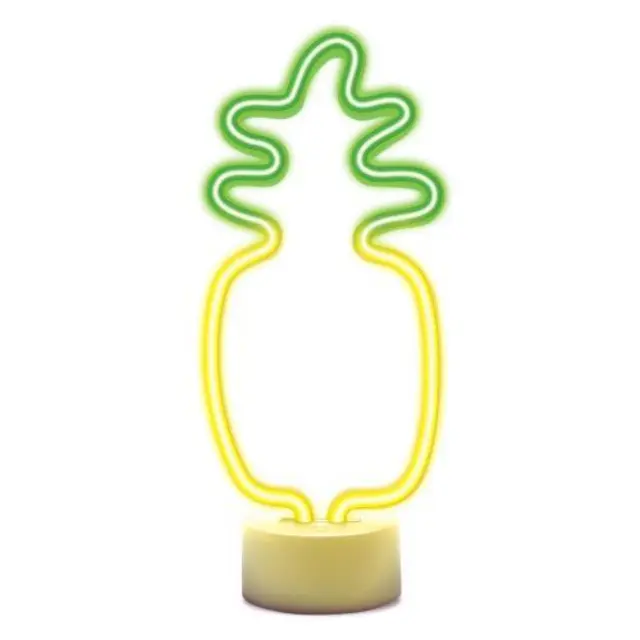 Neon LED Forever Light FSC-12 PINEAPPLE (USB/Μπαταρίας & On/Off) με Stand Κίτρινο-Πράσινο N68164