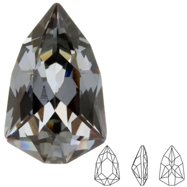 Swarovski 4707 Slim Trilliant Fancy Stone Crystal Silver Night 13.6x8.6mm - 2τεμ