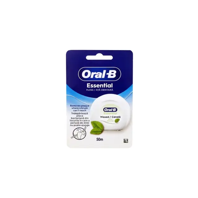 Oral-B Essential Floss Κηρωμένο Οδοντικό Νήμα Μέντα 50m για Μεσοδόντιο Καθαρισμό