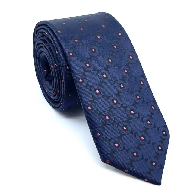 Γραβάτα Microfiber σε Μπλε Μοτίβο Σετ με Μαντηλάκι