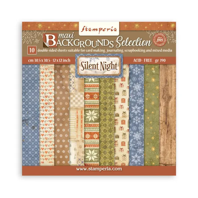 Χαρτιά scrapbooking 10τεμ, 30.5×30.5cm Stamperia, Silent Night, Backgrounds