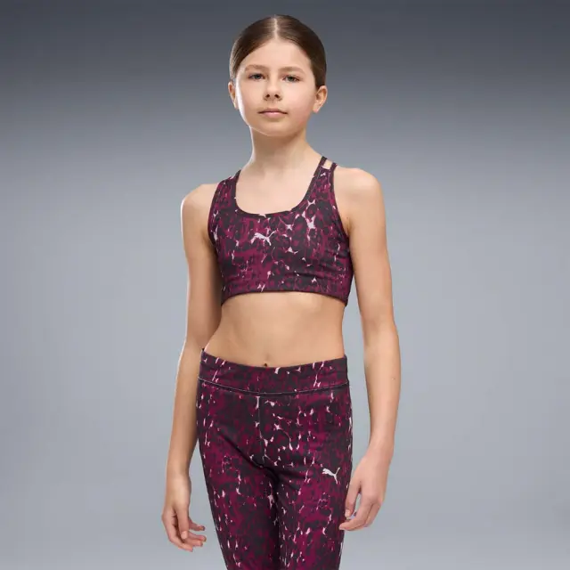 Puma Girl's TAD Essentials Allover Print Crossover Bra Φούξια 529280-41 (Puma)