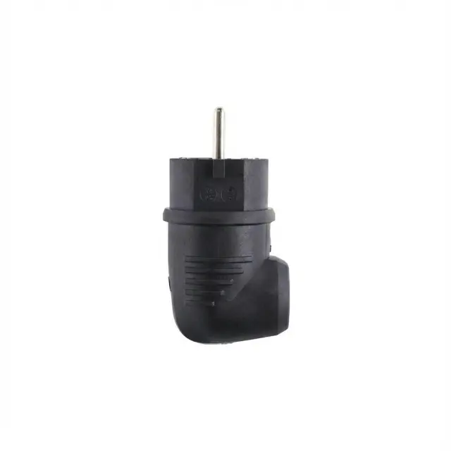 Original angled plug, SCHUKO & French/Belgian, black, rubber (TPE), black, IP44, Typ 1508
