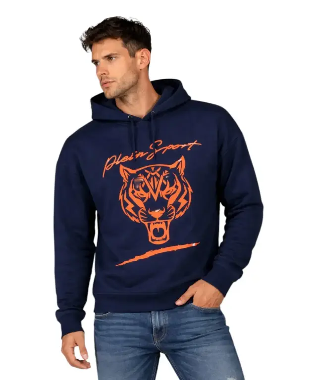 Plein Sport - Ανδρικό Φούτερ με Κουκούλα FIPS214-U85NAVY Μπλε Ναυτικό - XL