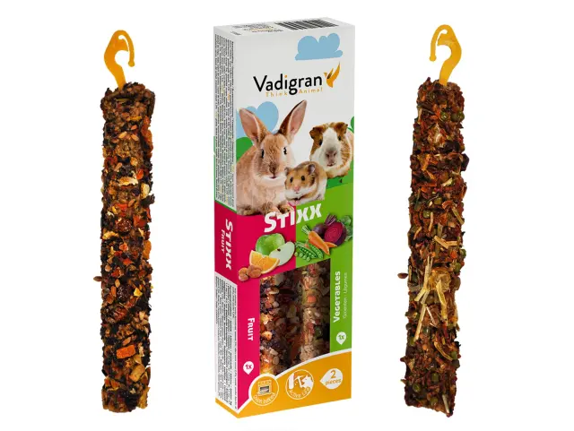 Vadigran Stixx Rodents Fruit & Vegetable Στικς για Τρωκτικά με Φρούτα & Λαχανικά 2 σε 1 2τμχ 110gr 2