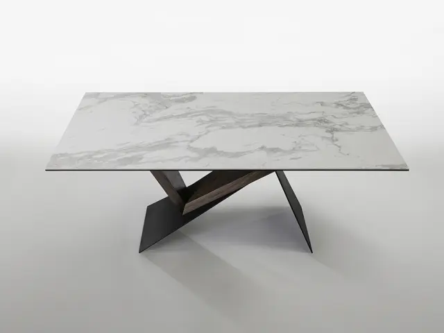 Noa 742350 – Τραπεζαρία 180x90 με Μαύρη Μεταλλική Βάση & Laminated Porcelain Top WHITE/ WALNUT Άσπρο Μαύρο Σκούρο ξύλο 3