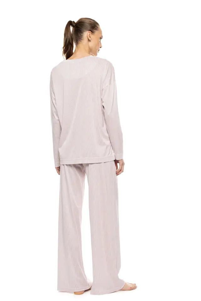 Pink Label Pyjama Stripe Bordeaux σετ γυναικεία χειμερινή πυτζάμα W1927-1 2