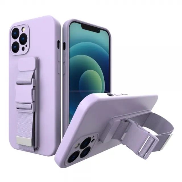 Θήκη Σιλικόνης με Λουρί για το iPhone 13 Pro Λιλά