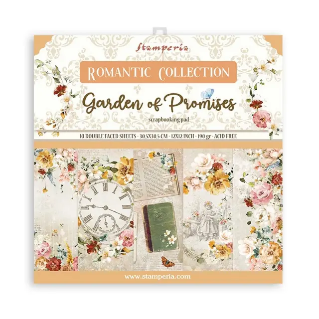 Χαρτιά scrapbooking Stamperia 10τεμ, 30.5x30.5cm, Garden of promises