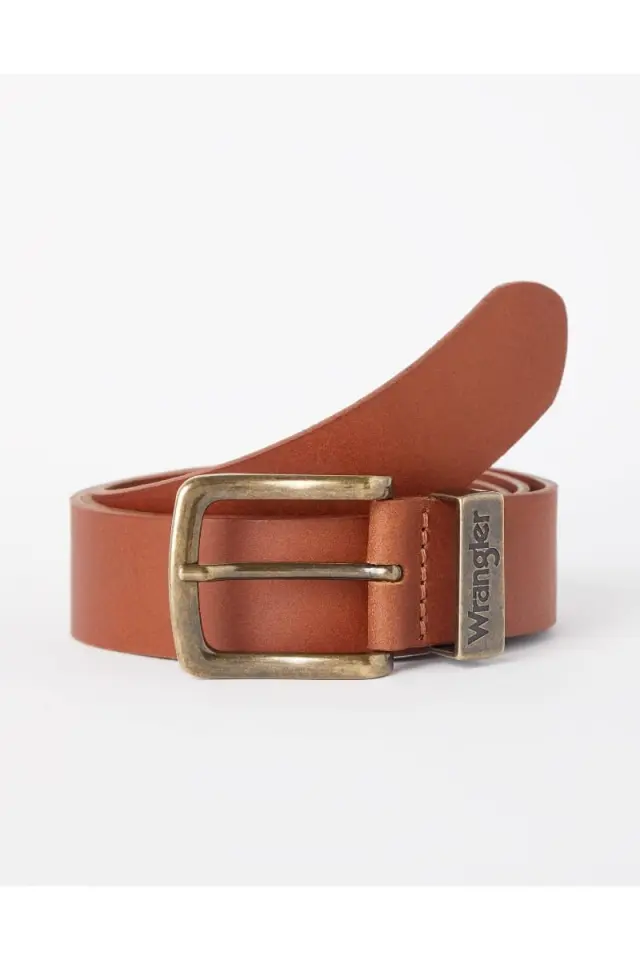 Wrangler METAL LOOP W0080US6K Δερμάτινη Ζώνη - Cognac - 100