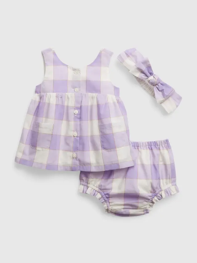 Μωβ Βρεφικό Shiny Gingham Σύνολο Σετ PURPLE LOTUS