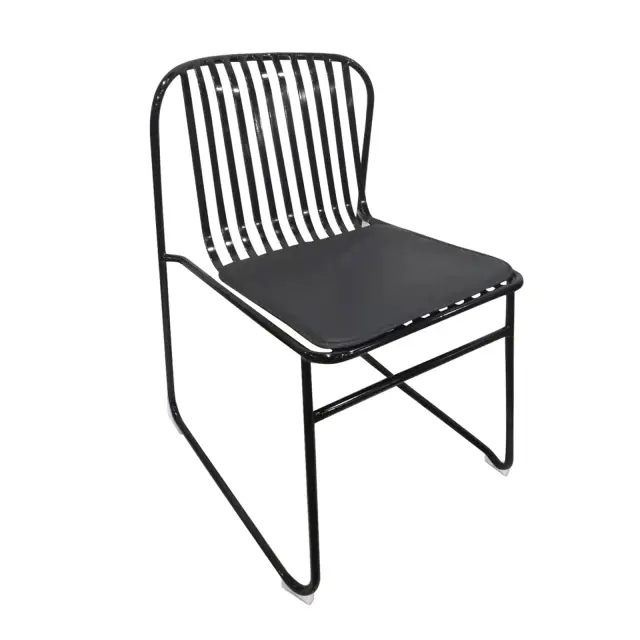 Καρέκλα Μαξιλάρι STRIPE Μαύρη/Μαύρο Μέταλλο/PU