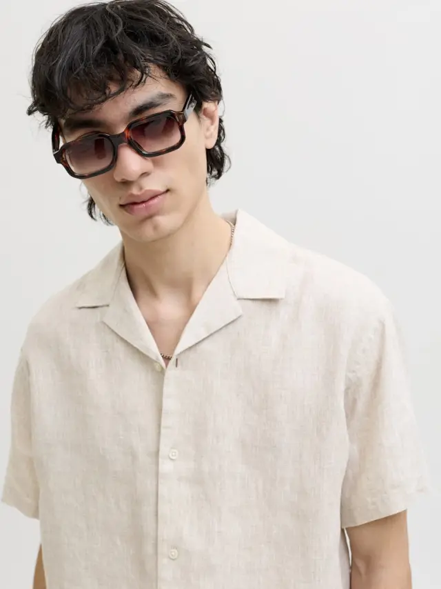 JPRBLALAWRENCE LINEN RESORT S/S SHIRT SN Silver Lining - S 2