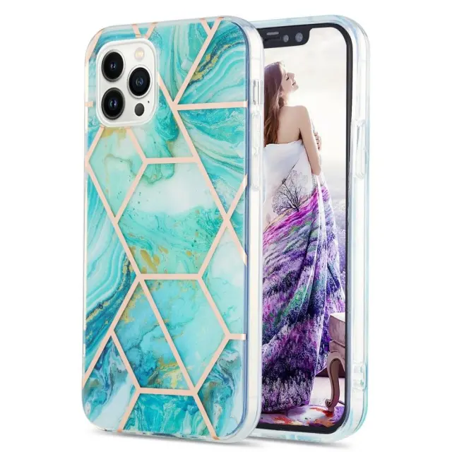 Θήκη Κάλυμμα Πλάτης Σιλικόνης για iPhone 14 Pro Max Σχέδιο Μάρμαρο Blue