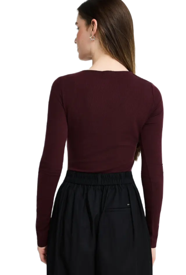 FunkyBuddha γυναικείο μακρυμάνικο rib κορμακι με cut out FBL014-108-17-2 2