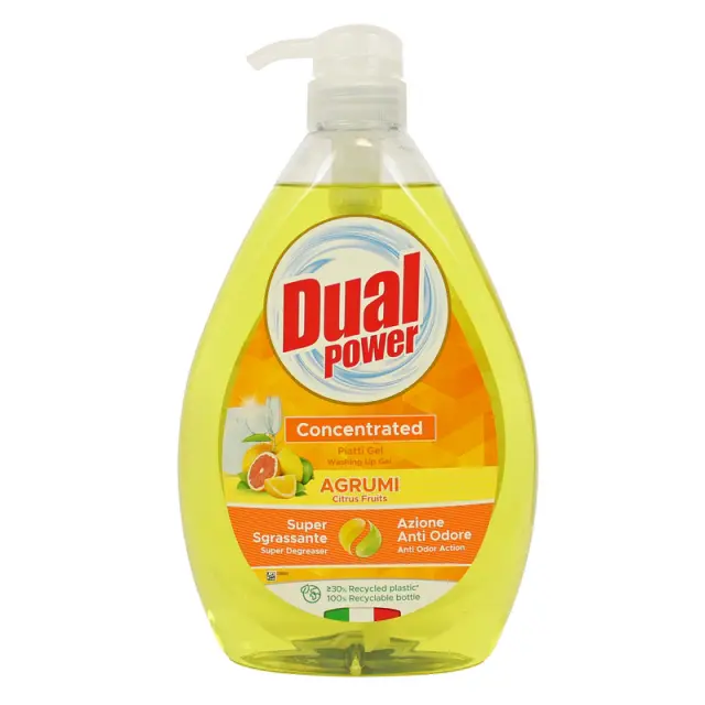 Dual Power Υγρό Πιάτων με Άρωμα Εσπεριδοειδών 1lt