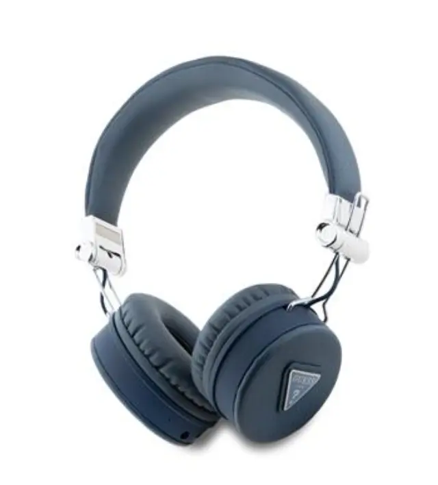 Guess PU Grained Triangle Logo ENC Wireless Headphone Blue