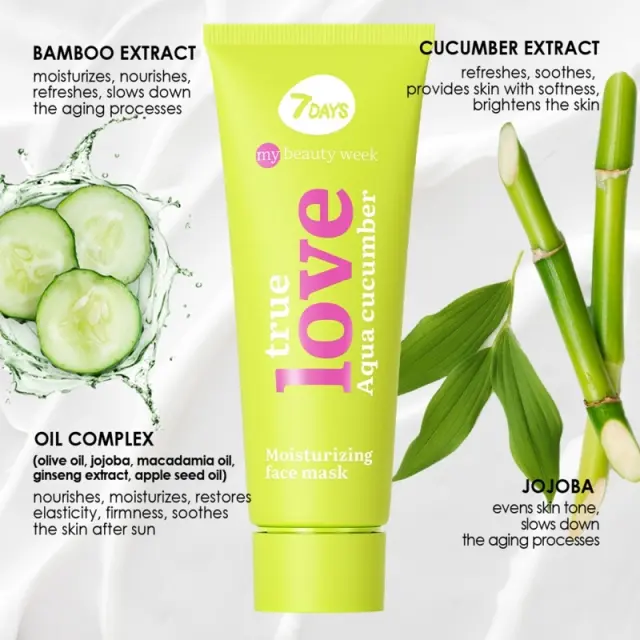 7DAYS True Love Aqua Cucumber Moisturizing Face Mask 80ml 3