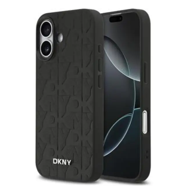 DKNY PU Leather Grid Pattern Magsafe Case for iPhone 17 Black