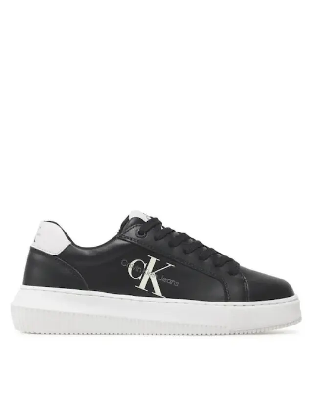 Calvin Klein - Γυναικεία Δερμάτινα Sneakers Chunky Cupsole Mono Wn YW0YW00823-0GJ Μαύρο - 40