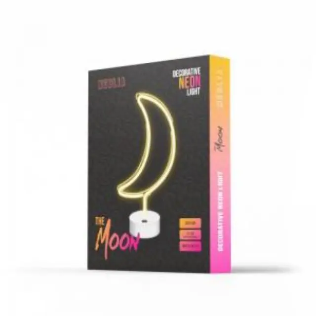 Neon LED Neolia NNE06 MOON (USB/Μπαταρίας & On/Off) με Stand Λεύκο N64442 3