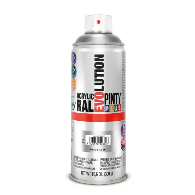 Pinty Plus Evolution Gloss Σπρέι βαφής ακρυλικό 400ml Silver / P150